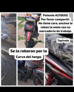 Robaron una moto de calle Che Guevara y Mariano Moreno