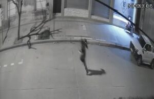 Una cámara de seguridad registró el momento en el que delincuentes intentaban robar una moto