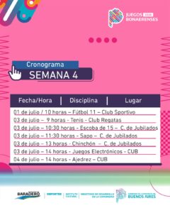 La Etapa Local de los Juegos Bonaerenses suma una nueva semana de actividad