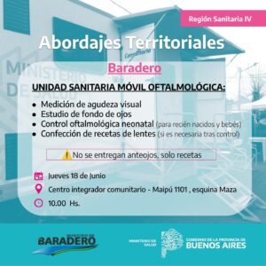 Salud cerca tuyo: llega la Unidad Sanitaria Móvil Oftalmológica a Baradero