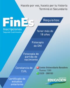 Inscripciones abiertas para finalizar el nivel secundario a través de FinEs