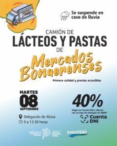 El camión de pastas y lácteos de Mercados Bonaerenses en Alsina recorre las localidades